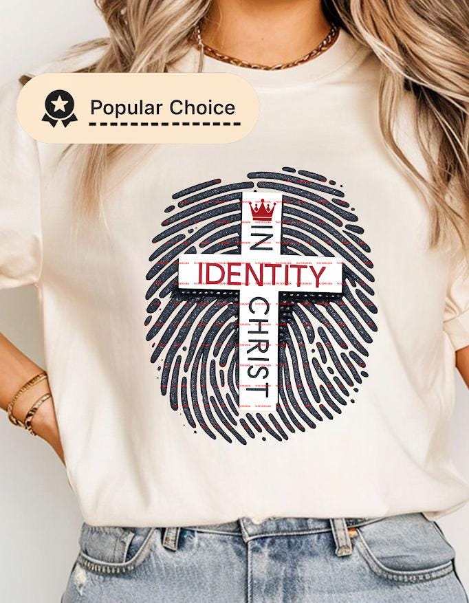 Identity In Christ Shirt design Png file, Christian Faith T-Shirt, Fingerprint Cross Design, Religious Jesus Shirt, Bible Verse Inspired Tee