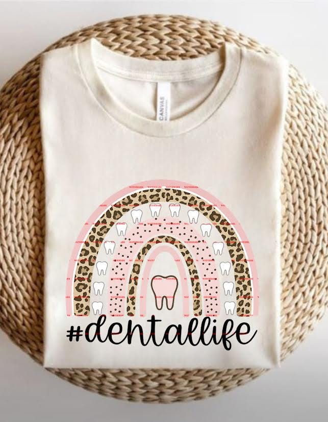 Dental Life Rainbow PNG, Leopard Print Tooth Sublimation Design, Dentist Hygienist Shirt PNG, Cute Tooth Rainbow Clipart for Dental Gifts