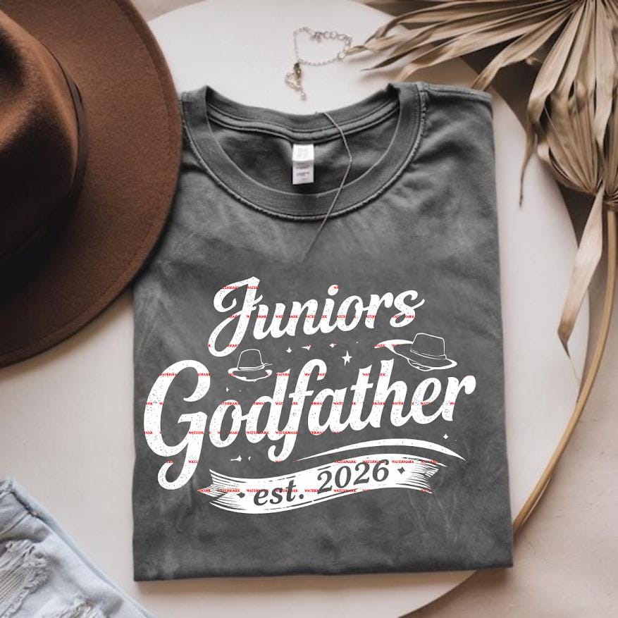 Junior’s Godfather Est 2026 PNG, Godfather Announcement Design, New father Gift, Baby Announcement Shirt, Family Sublimation, Family shirt