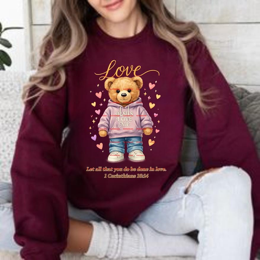 Jesus Loves Me Bear PNG Christian Teddy Bear Faith Quote Design, Love Like Jesus Scripture Shirt Png, Sublimation PNG Digital Download