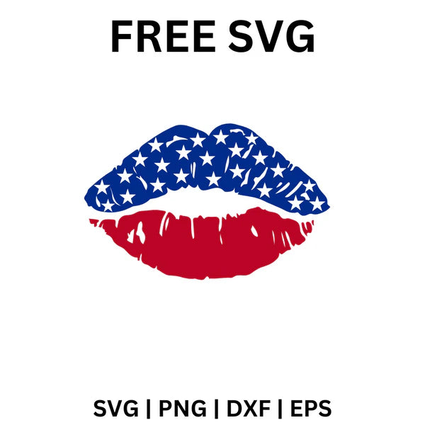American Flag Lips SVG Free | Bold Patriotic Lip Print Cut File for Cricut & Silhouette