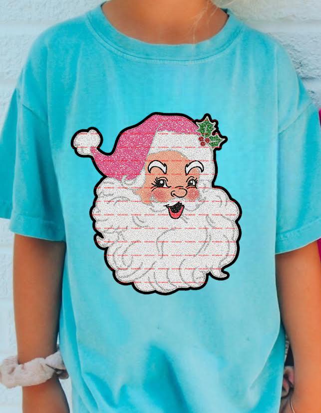Retro Pink Santa Head Shirt, Glitter Christmas Santa Claus Tee, Cute Vintage Holiday Graphic, Xmas Party Outfit, Festive Women T-Shirt ideas