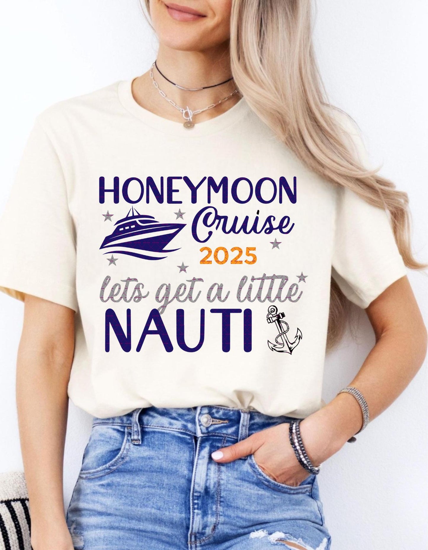 Honeymoon Cruise 2025 Svg, Let's Get a Little Nauti Png, Funny Nautical Couple Vacation, Newlywed Gift, Our First Cruise Party, 2025 Svg Png