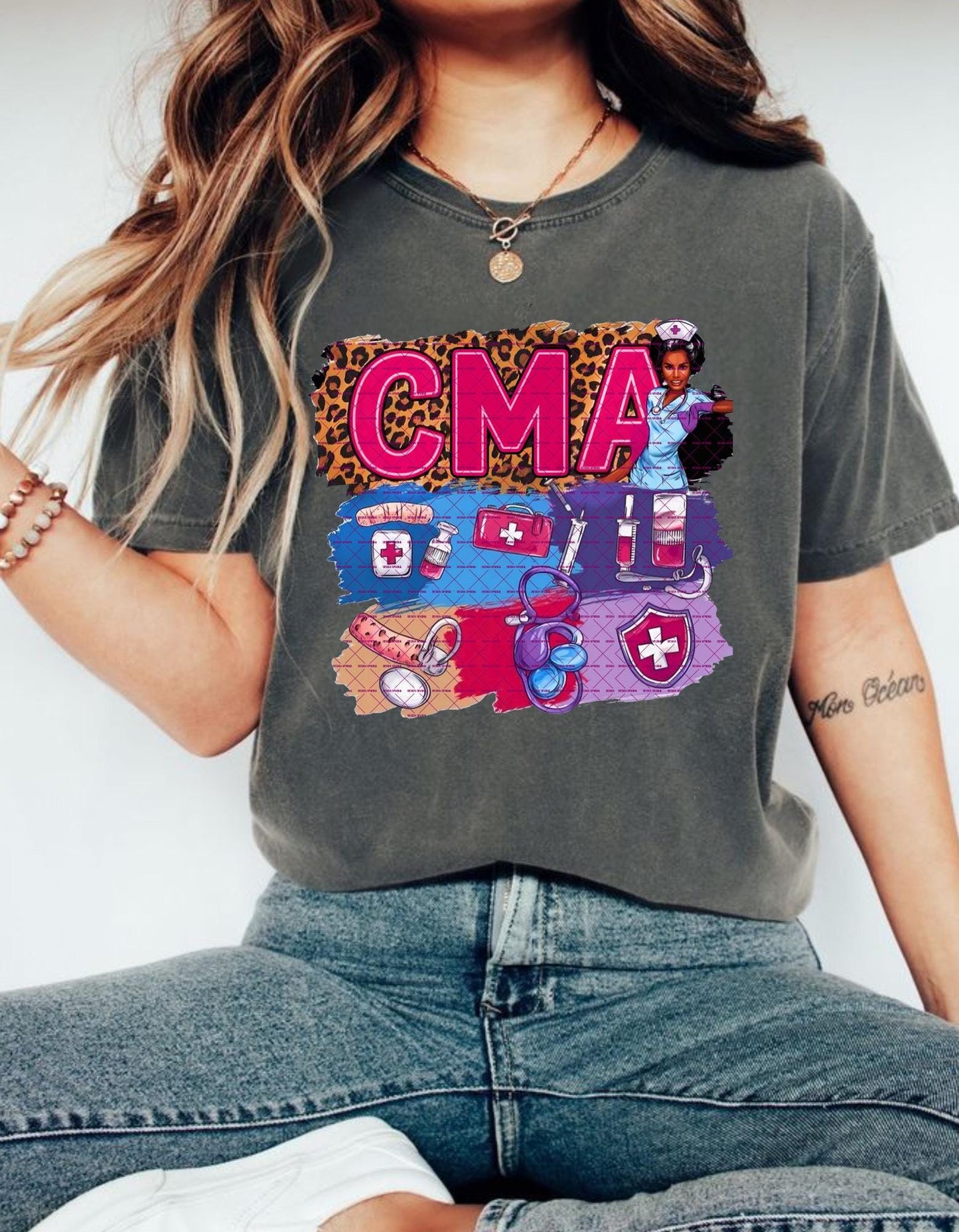 CMA PNG Sublimation Design, Leopard Print Medical Graphic, Healthcare Worker, Nurse Life Digital File, Cna, Certified Medical Assistant PNG