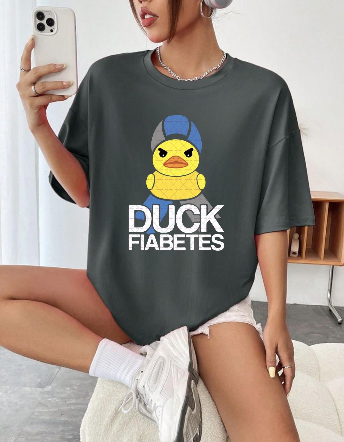 Cute Rubber Duck Warrior with Pun Slogan, Duck png, Cartoon Png,Funny Duck Diabetes Awareness T-Shirt Png file,  Awareness design, Patient