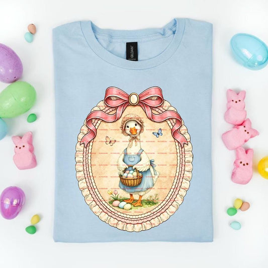 Cottagecore Bunny Bow ,Vintage Easter Duck PNG, Pastel Easter  Clipart, Watercolor Farmhouse Printable Wall Art