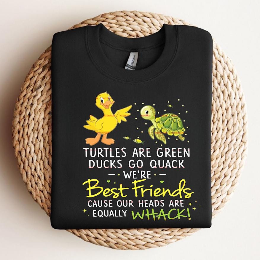 Gift for sister, Funny Best Friends Design, Friendship Quote,Turtles Are Green Ducks Go Quack PNG, Cute Animal PNG