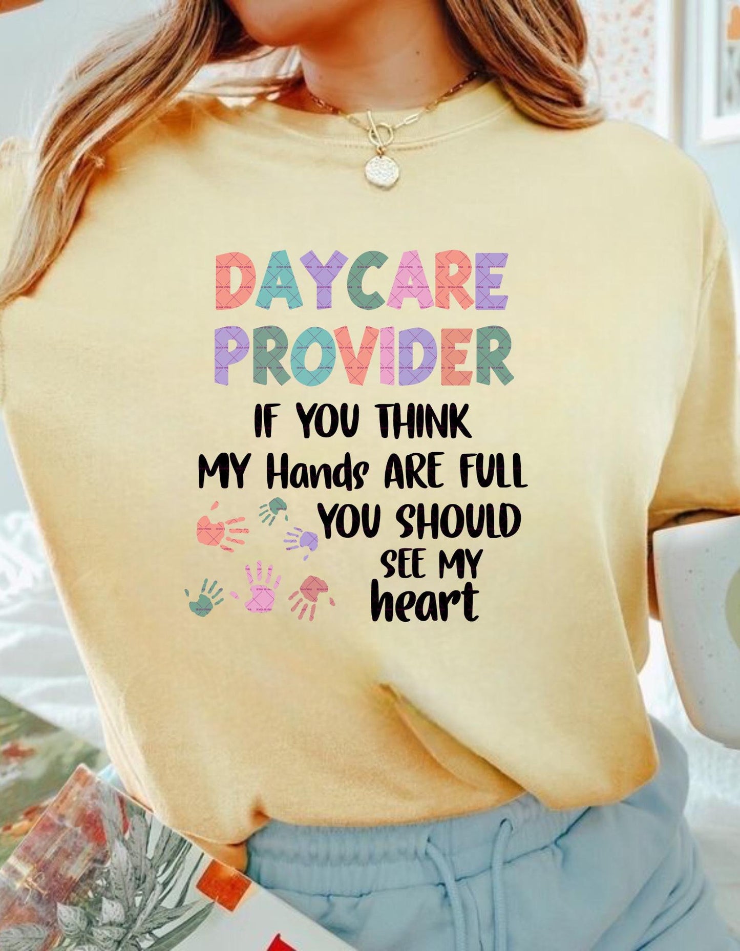 Daycare Provider SVG PNG, Cute Handprint Daycare Worker, Childcare Staff Sublimation File, Teacher life Png, Preschool Teacher Shirt Design