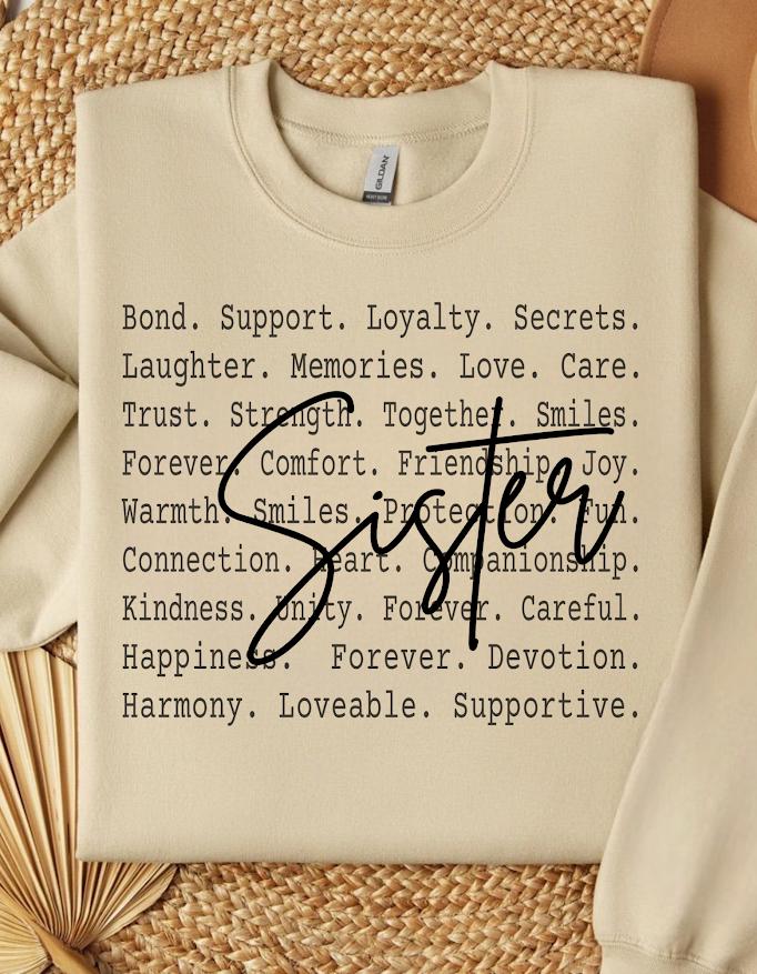 Sister Typography PNG, Sister Love Quote Design, Family Bond Text Art, Sister Gift Idea, Sister Sublimation PNG, Siblings matching tee