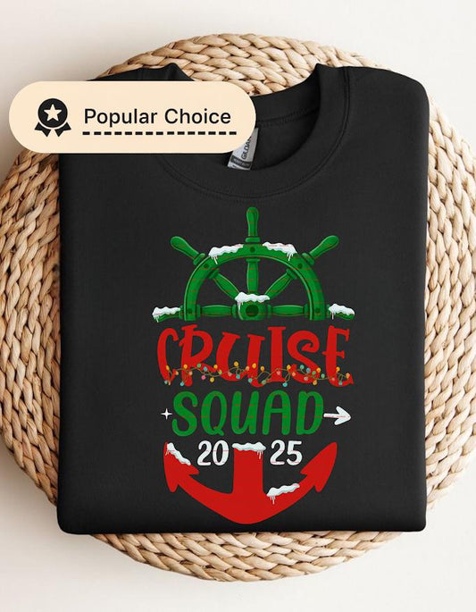 Christmas Cruise Squad Shirt 2025 Matching Family Vacation Cruise Group Holiday Ship Party Tee Nautical Xmas Travel Crew Cruise Apparel Top