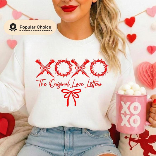 XOXO The Original Love Letters PNG, Christian Valentine Design, Jesus Crown of Thorns Art, Faith Quote Sublimation, Religious PNG, Sublimate