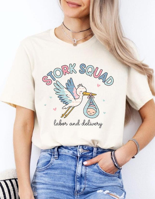 Cute Labor and Delivery Shirt Design,Stork Squad PNG, Nurse Midwife Squad PNG, Hospital Birth Team Clipart, Nurse Tee, Baby Shower Gift PNG
