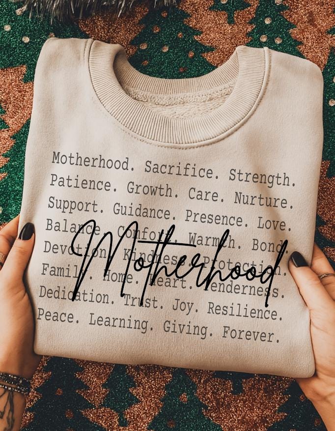 Motherhood Definition Shirt design, Loving Mother Text Design ideas, Family Sweatshirt, Cozy Heartfelt Mom Gift Apparel, Gif for mama mother