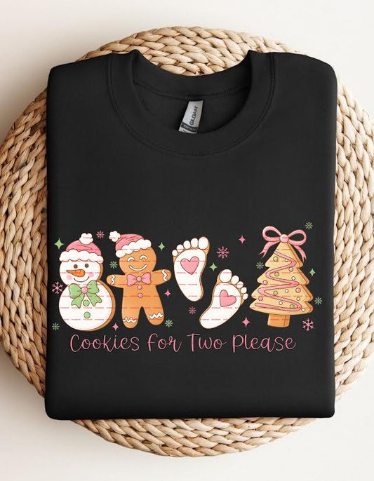 Cookies for Two Please Shirt design Png, Christmas Pregnancy Announcement Tee, Cute Holiday Gingerbread T-Shirt, Expecting Mom Xmas Reveal