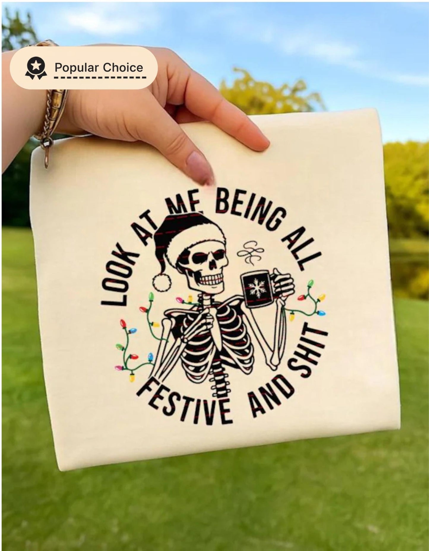 Funny Christmas Skeleton SVG, Festive Skeleton Shirt, Santa Skull Sublimation, Holiday Humor PNG, Xmas Lights Clipart, Instant Download Svg