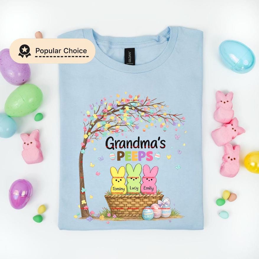 Easter Grandma Shirt Design, Grandma’s Peeps PNG, Personalized Easter Bunny PNG,Custom names, Easter Png