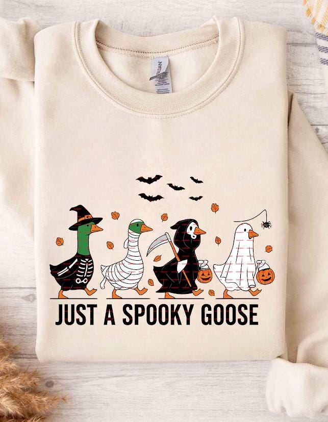 Funny Halloween Goose Shirt Png, Just a Spooky Goose T-Shirt design ideas, Cute Goose Halloween Costume, Fall Spooky Graphic Shirt, Png file