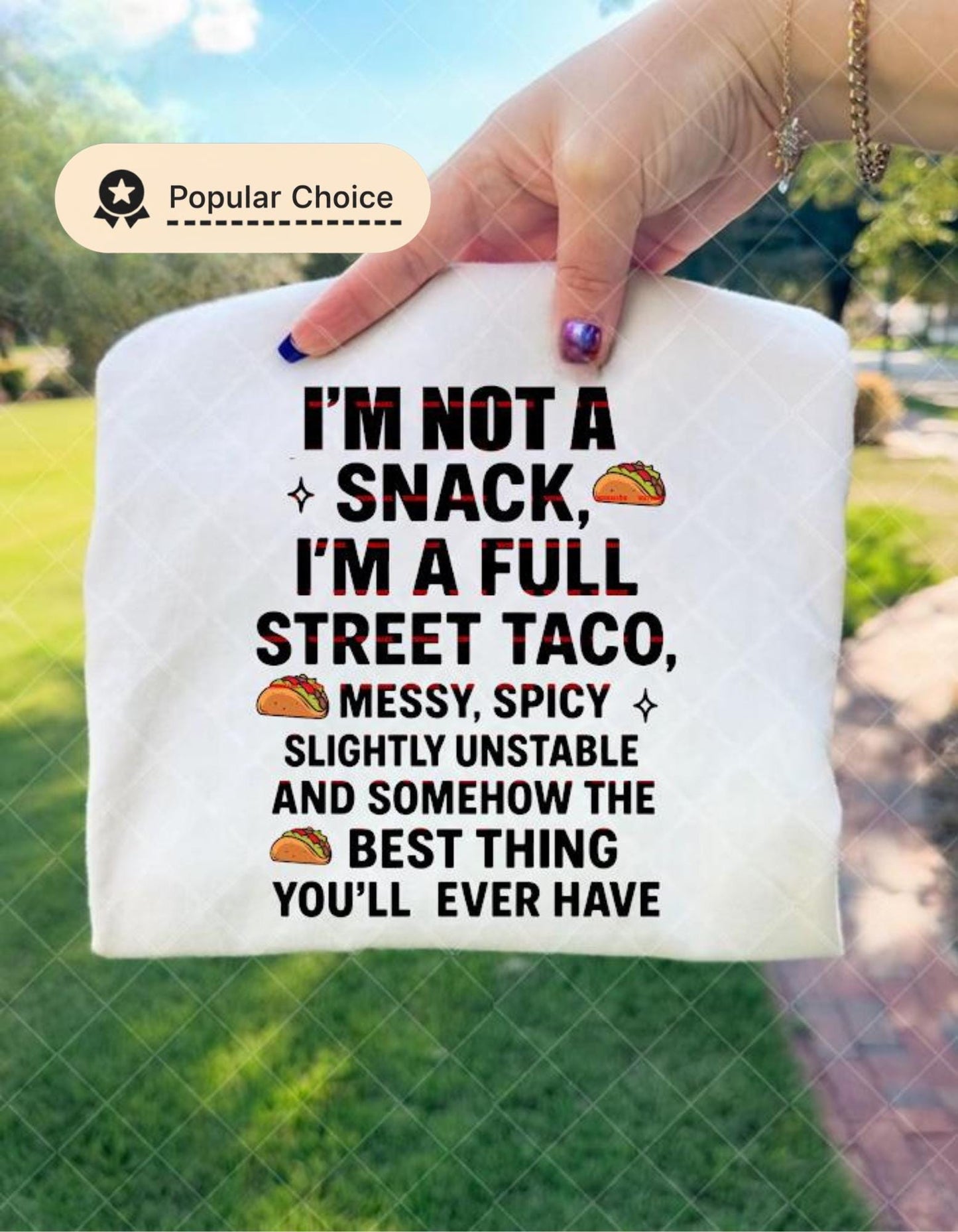 Funny Street Taco Sweatshirt Png for Women, I am Not a Snack Im a Full Street Taco Messy Spicy Slightly Unstable Shirt, Sarcastic Girls gift