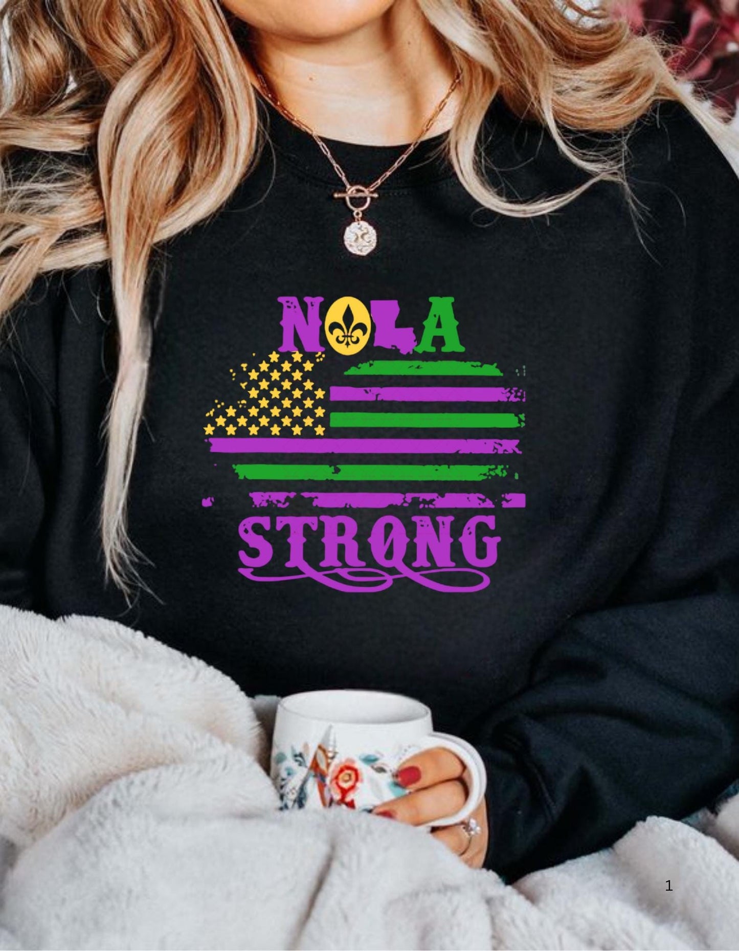 NOLA Strong American Flag SVG, Mardi Gras and New Orleans Pride Digital Download ,Purple, Green, Gold Patriotic Design, Custom order request
