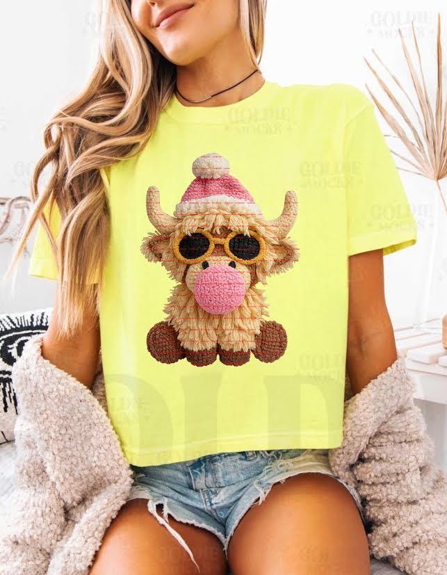 Cute Highland Cow Christmas PNG, Santa Hat Cow Clipart, Retro Farm Animal Sublimation, Holiday Cow Design for Shirt Mug Printing, Cute Pngs