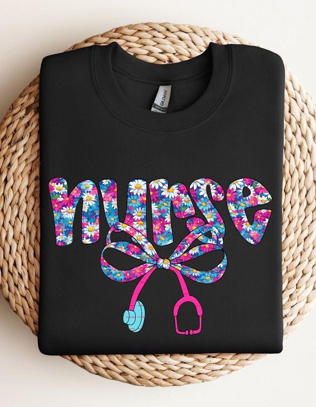 Floral Nurse Shirt, Cute Daisy Stethoscope Bow Nurse Tee, Nursing Student Gift, RN LPN Healthcare Worker Appreciation Shirt, Gift for nurse