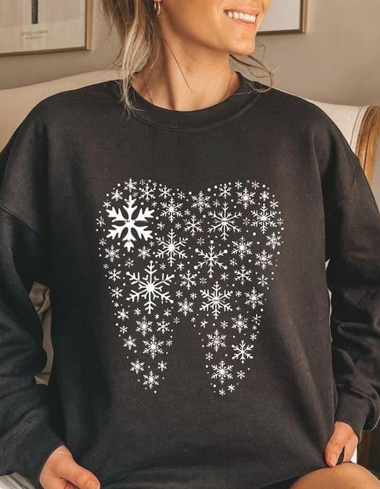 Dental Snowflake Tooth Sweatshirt design, Winter Hygienist Shirt, Cute Dental Holiday Top, Christmas Gift, Christmas Dentist Sweater ideas
