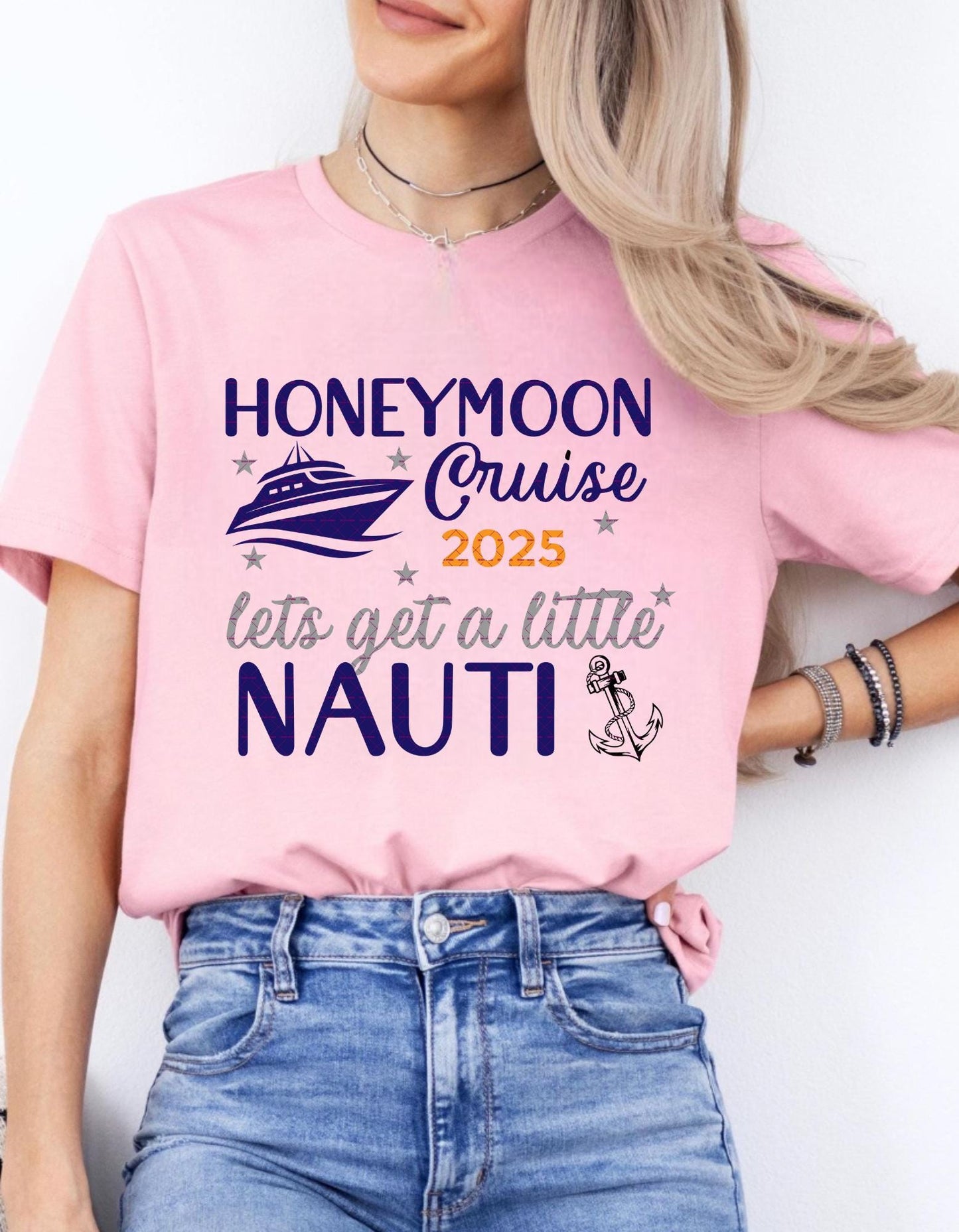 Honeymoon Cruise 2025 Svg, Let's Get a Little Nauti Png, Funny Nautical Couple Vacation, Newlywed Gift, Our First Cruise Party, 2025 Svg Png