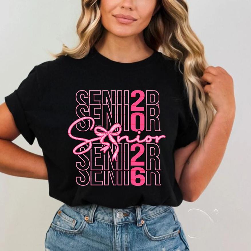 Senior 2026 Shirt Design, Class of 2026, Pink Senior Graduation PNG, High School Senior Girl Shirt, Senior Bow, Graduation 2026 Cricut File