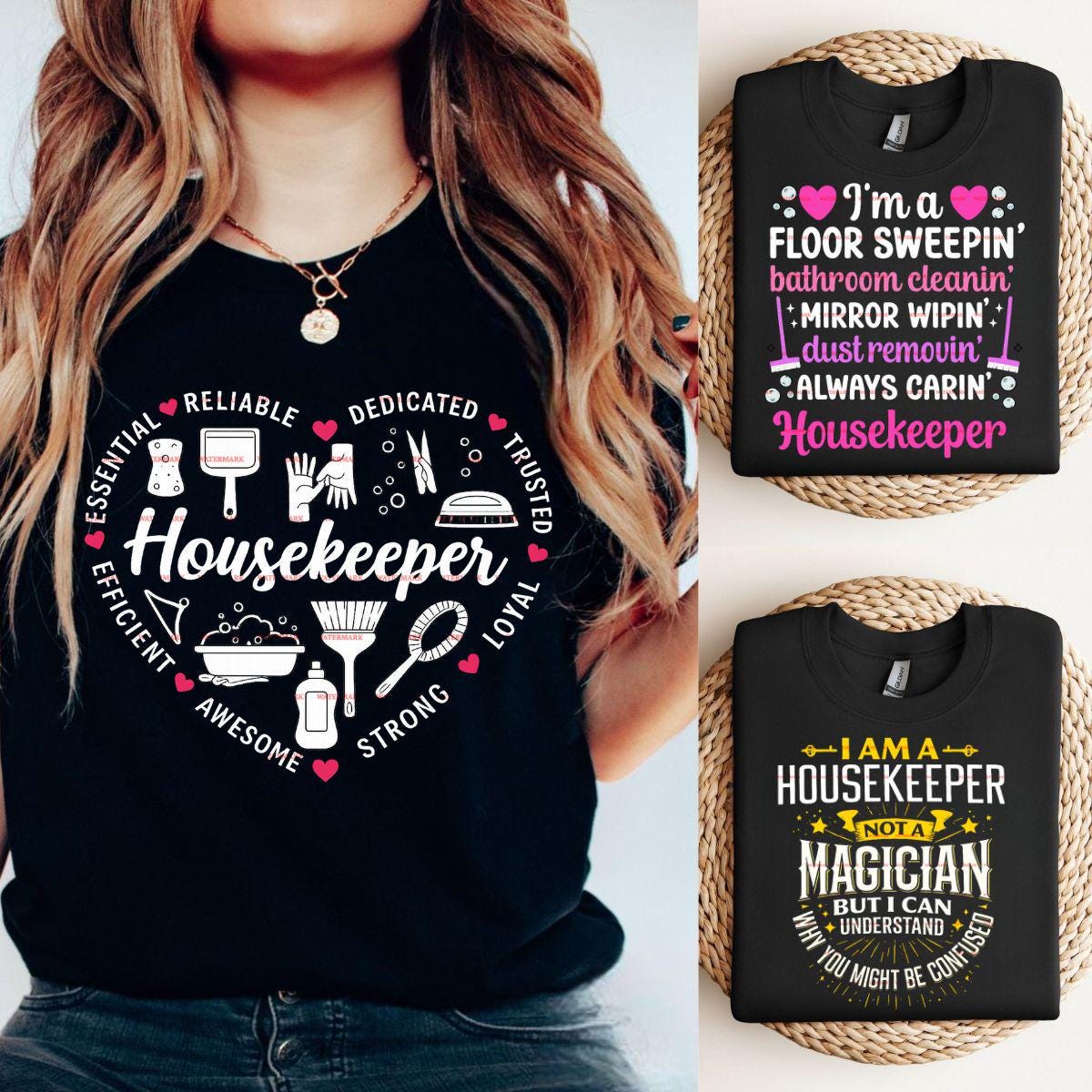 Housekeeper PNG Bundle of 3, Funny Housekeeping Quotes PNG file, Cleaning Lady Shirt Design, Maid Humor PNG Digital Download, Gift for maid