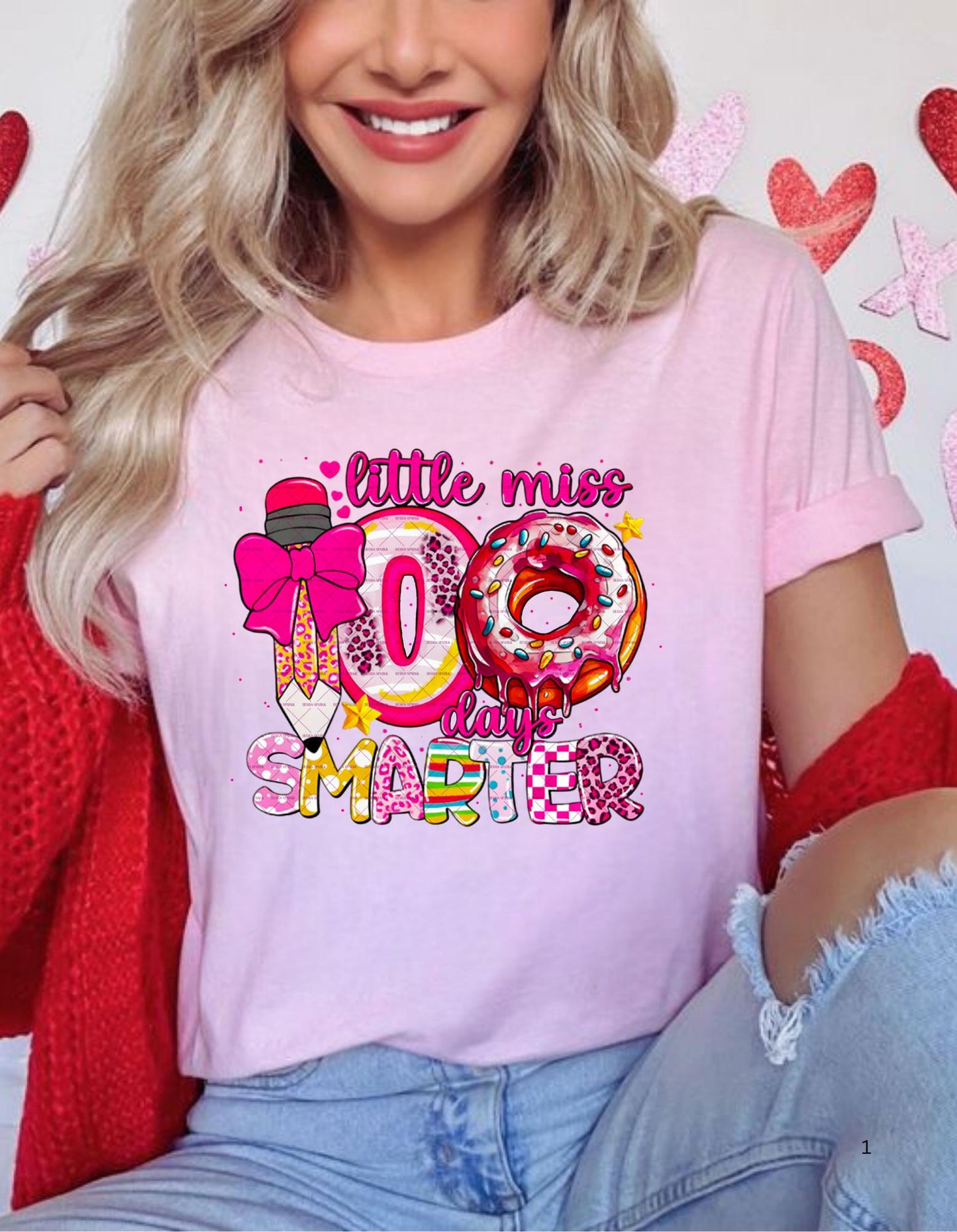 School Teacher Png,100 Days of School Png, Little miss  100 days smarter Png, School Png, Donut Pencil png, Easter Gift for her, Kids png