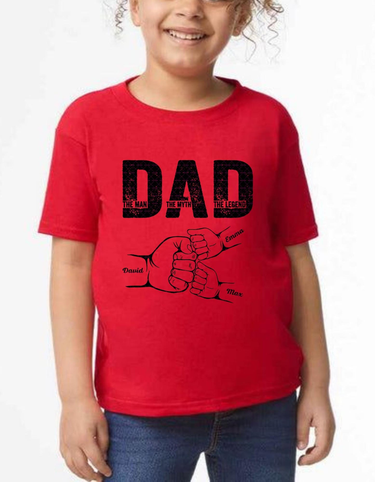 Dad The Man The Myth The Legend Png, Father's Day Fist Bump PNG, Personalized Kids Name Dad Shirt Design, Digital Download for Sublimation