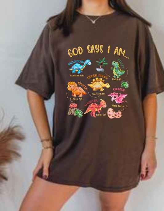 Christian Dinosaur PNG, Verse Png, God Say I Am Bible Verse Clipart, Religious Png, Christian Shirt Design, God says you are, Religious Gift,