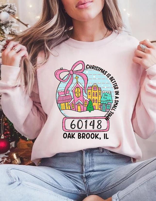Christmas Is Better in a Small Town Shirt, Custom Zip Code Town Name Tee, Cute Pastel Christmas Village Shirt, Personalized Holiday Gift