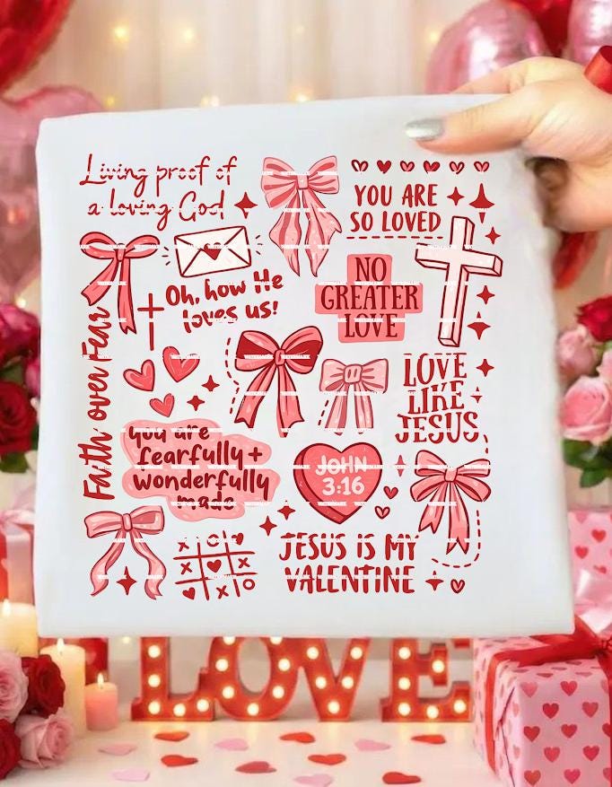 Jesus Is My Valentine Png, Christian Valentine Shirt, God Is Love Bow Design, Faith Based Valentine Graphic, Religious Inspired Love Shirt