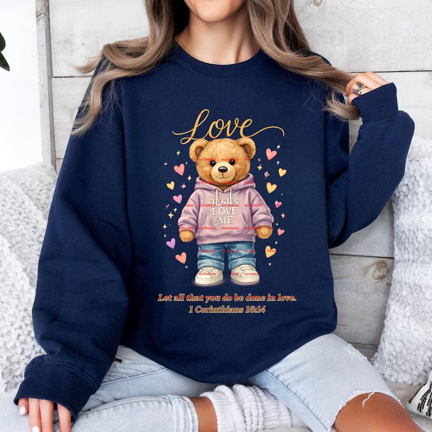 Jesus Loves Me Bear PNG Christian Teddy Bear Faith Quote Design, Love Like Jesus Scripture Shirt Png, Sublimation PNG Digital Download