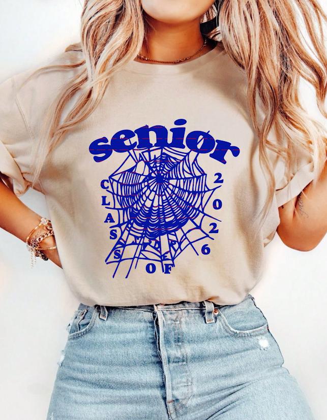 Senior Class of 2026 Shirt design, Retro Spider Web Senior Tee, Graduation Gift for Senior 2026 Png file, Trendy Class of 2026 Graphic Shirt