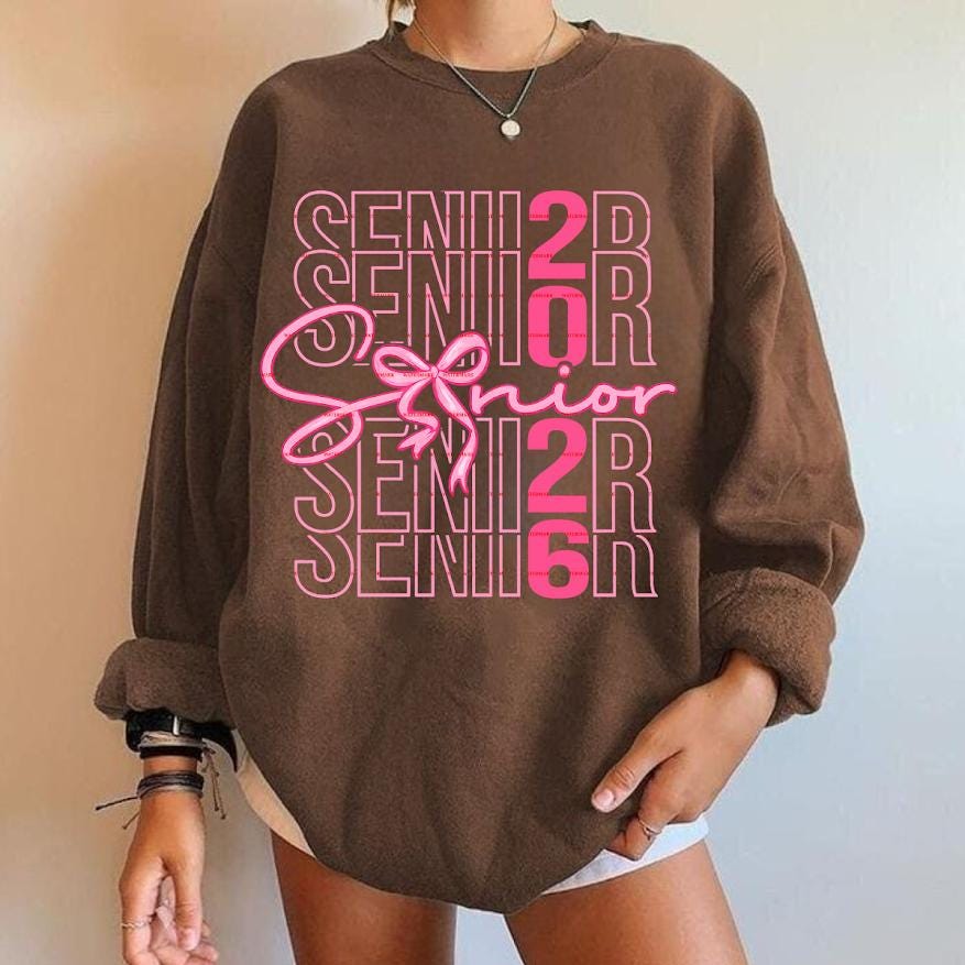 Senior 2026 Shirt Design, Class of 2026, Pink Senior Graduation PNG, High School Senior Girl Shirt, Senior Bow, Graduation 2026 Cricut File