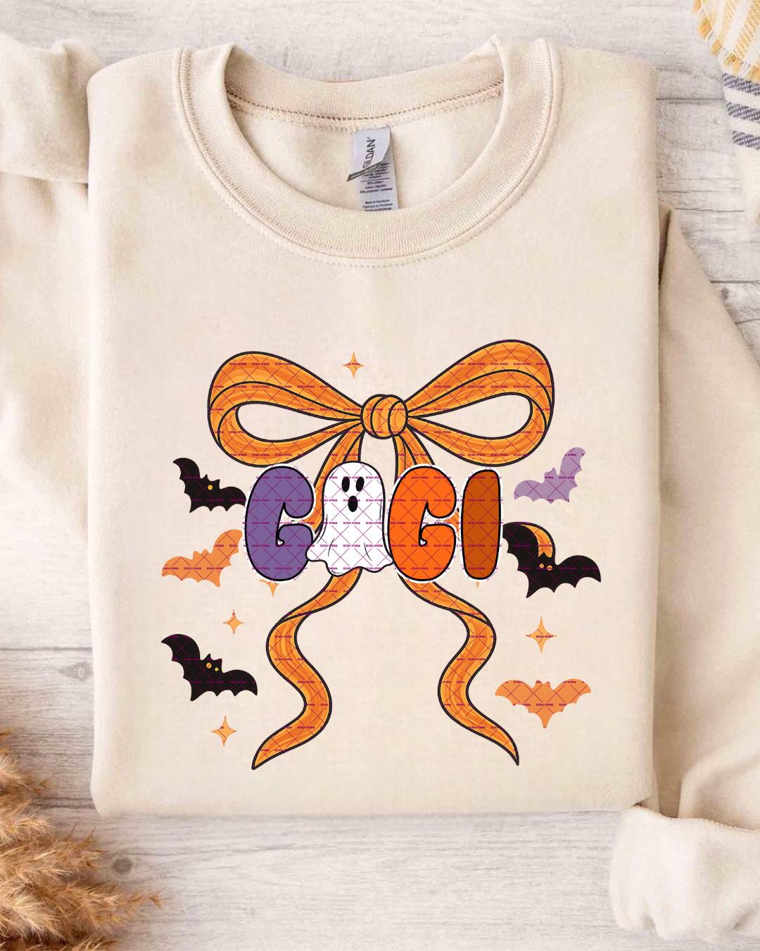 Halloween Ghost PNG Bundle for Mama Mimi Mini Gigi Nana, Spooky Family Matching Bats Bow Sublimation, Cute Ghost Fall Halloween Shirt Design