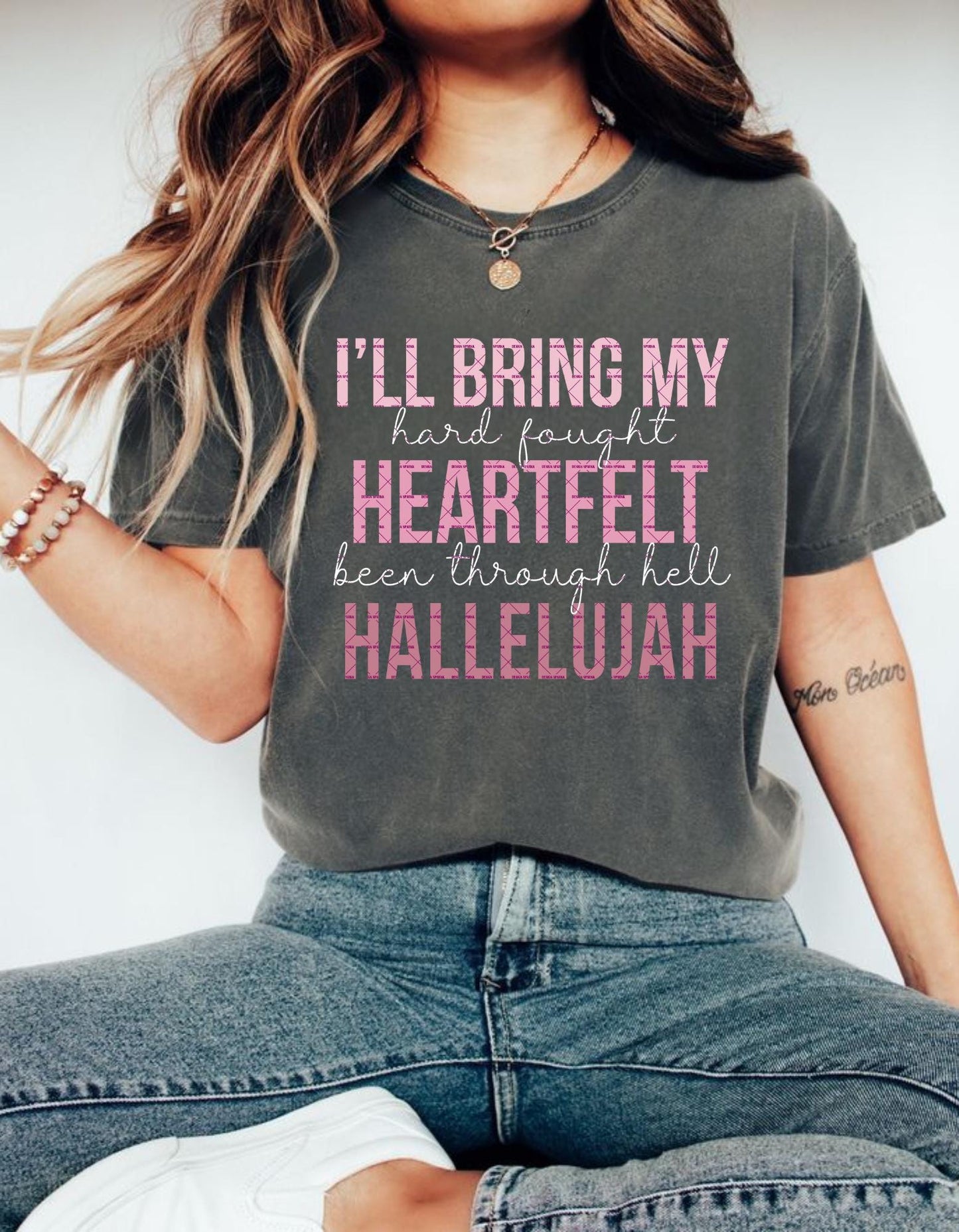 Hard Fought Hallelujah PNG, Jesus faith worship design, digital download, Faith Png, Girls shirt sweatshirt Png, Christian Sublimate Design