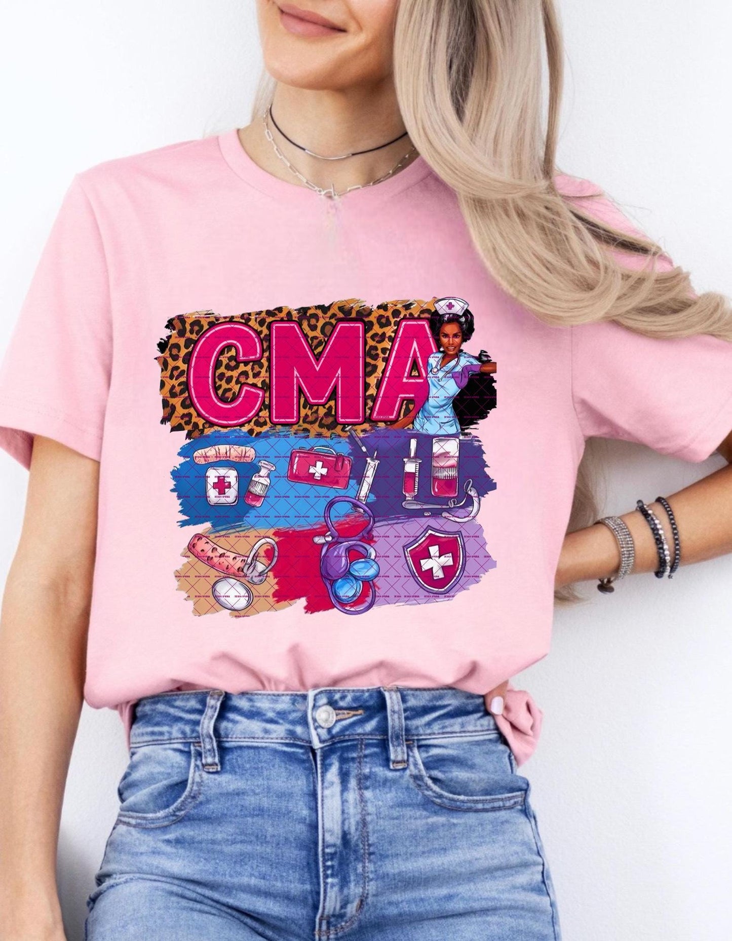 CMA PNG Sublimation Design, Leopard Print Medical Graphic, Healthcare Worker, Nurse Life Digital File, Cna, Certified Medical Assistant PNG