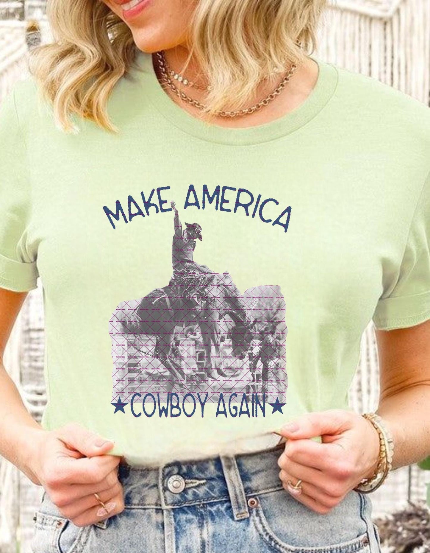 Make America Cowboy Again PNG, Western Cowboy Sublimation Design, Patriotic Country Rodeo Graphic for Shirts, Rustic USA Rodeo Art Horse