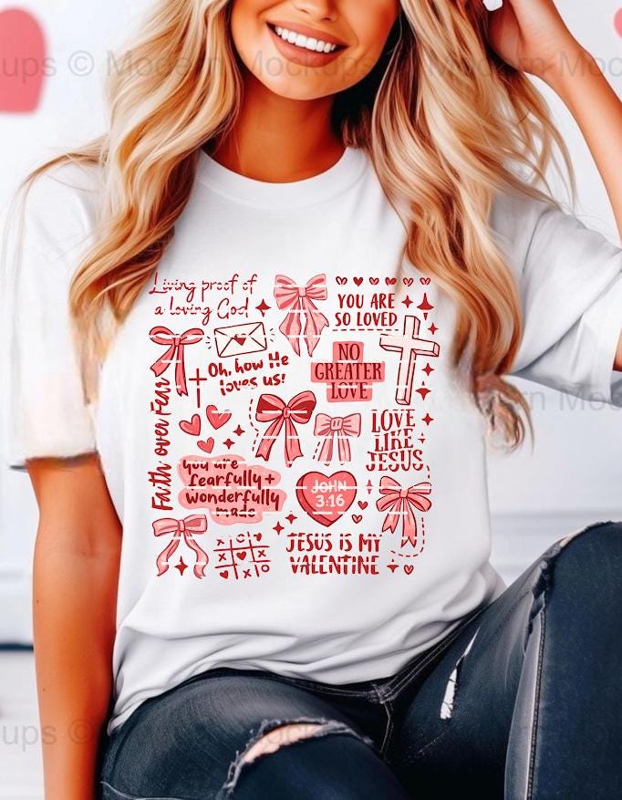 Jesus Is My Valentine Png, Christian Valentine Shirt, God Is Love Bow Design, Faith Based Valentine Graphic, Religious Inspired Love Shirt
