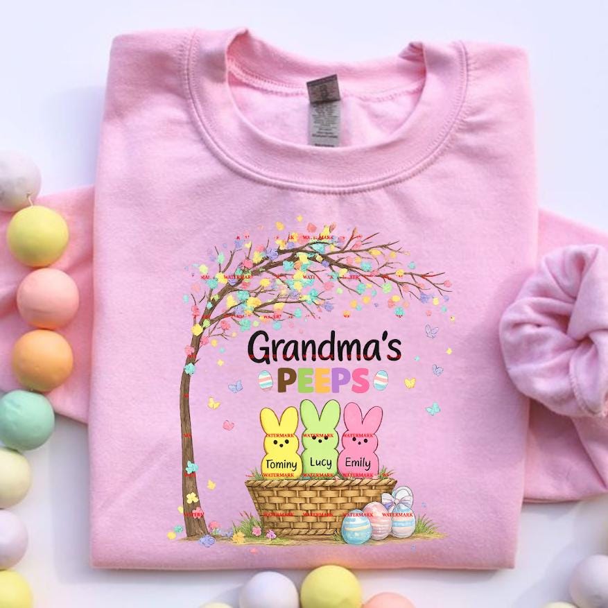 Easter Grandma Shirt Design, Grandma’s Peeps PNG, Personalized Easter Bunny PNG,Custom names, Easter Png