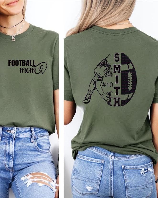 Personalized Player Name Number Football Design, Sports Mom Sublimation, Game Day Team Spirit, Custom nameCustom Football Mom Shirt PNG,