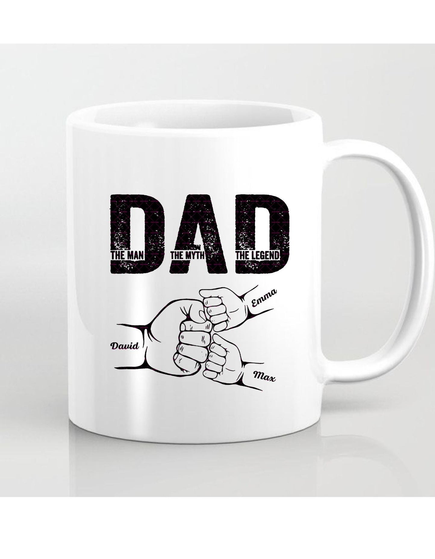 Dad The Man The Myth The Legend Png, Father's Day Fist Bump PNG, Personalized Kids Name Dad Shirt Design, Digital Download for Sublimation