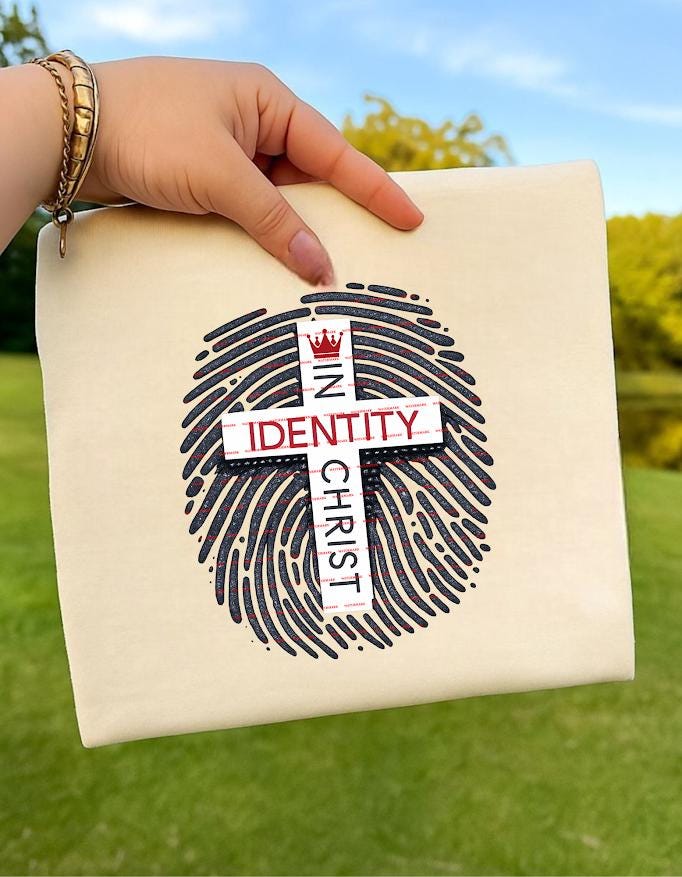 Identity In Christ Shirt design Png file, Christian Faith T-Shirt, Fingerprint Cross Design, Religious Jesus Shirt, Bible Verse Inspired Tee