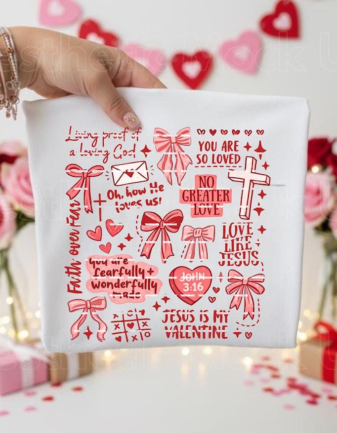 Jesus Is My Valentine Png, Christian Valentine Shirt, God Is Love Bow Design, Faith Based Valentine Graphic, Religious Inspired Love Shirt