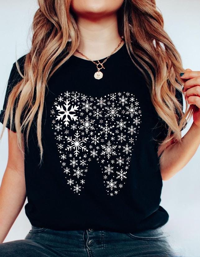 Dental Snowflake Tooth Sweatshirt design, Winter Hygienist Shirt, Cute Dental Holiday Top, Christmas Gift, Christmas Dentist Sweater ideas
