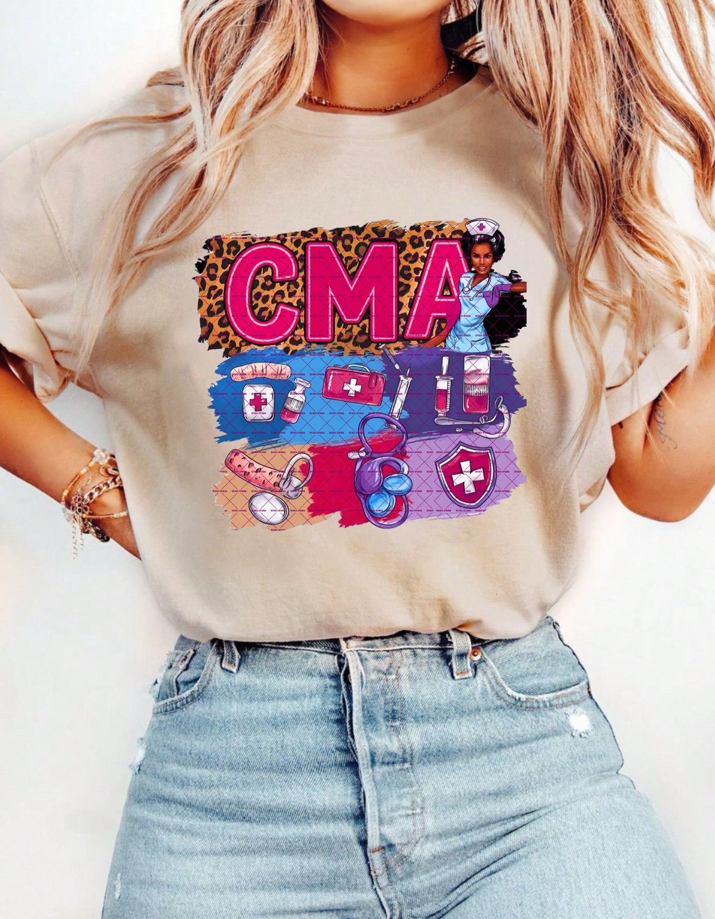 CMA PNG Sublimation Design, Leopard Print Medical Graphic, Healthcare Worker, Nurse Life Digital File, Cna, Certified Medical Assistant PNG