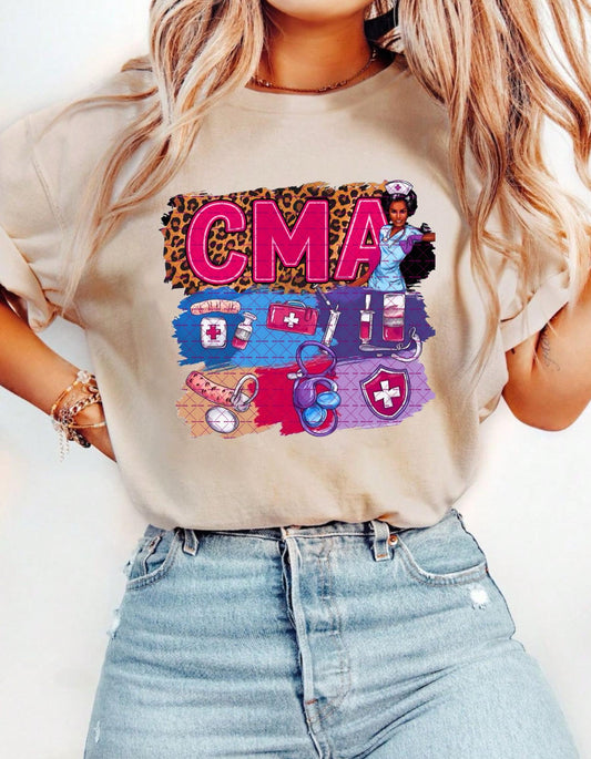 CMA PNG Sublimation Design, Leopard Print Medical Graphic, Healthcare Worker, Nurse Life Digital File, Cna, Certified Medical Assistant PNG